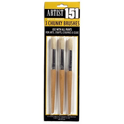 3 Piece Chunky Brushes Paint Brush Fat Large Crafts Tipped Children