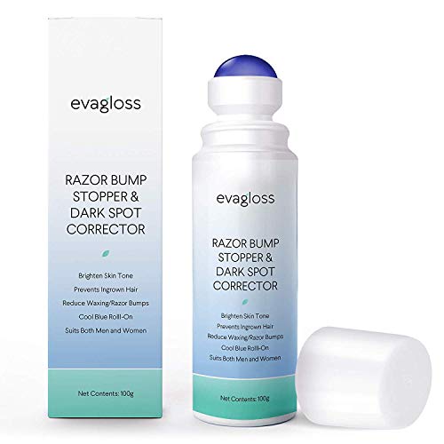 Evagloss Razor Bump Stopper- After Shave Solution for Ingrown Hairs and Razor Burns, Dark Spot Corrector Skin Lightening, Roll-On for Men and Women -100g (Best Women's Razor For Ingrown Hair)