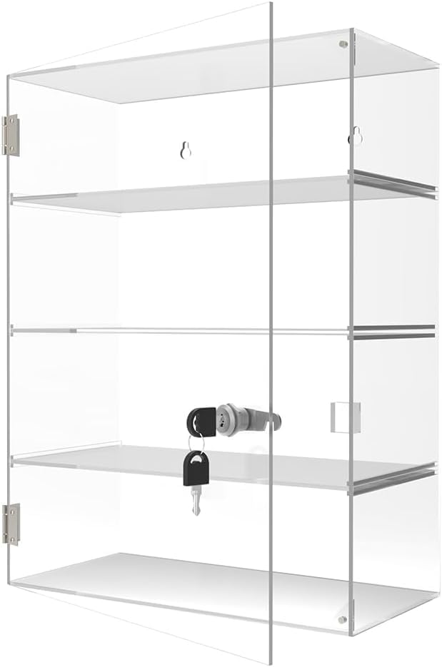 Fnwsja 4-Tier Clear Acrylic Countertop Display Case with Lock ...