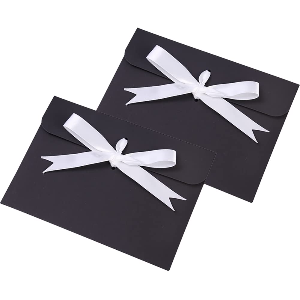 FSSTUD 20 Pcs Paper Gift Card Envelopes Ribbon Bowknot Envelopes Greeting Card Packaging Envelopes Holiday Invitations Envelopes Present Envelopes Boxes Black