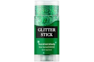 JISKG Green Body Glitter Stick,Holographic Sequins Paint Sparkling Face Glitter for Women Face/Body/Hair/Eyes/Lip Glitter Makeup.