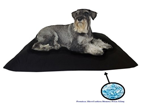 Durable Comfort Micro-cushion Memory Foam Pet Dog Pillow Bed with Waterproof Liner + External Cover for S,M,L Dogs- Complete Set (Black Canvas, 47''x29'')