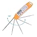 Instant Read Food Meat Thermometer, BaseWish Digital Electronic Cooking Thermometer with LCD Screen, Long Collapsible Safe 304 Stainless Steel Probe, for BBQ Grill Oven Candy Liquids Milk Tea, Orange