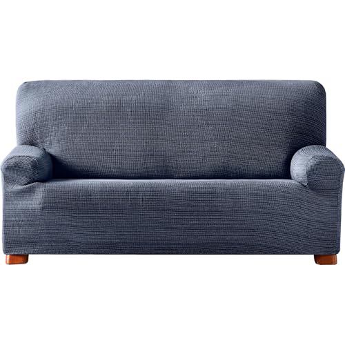 ECOMMERC3 | Copridivano elasticizzato jacquard, misura 4 posti, vestibilità universale e traspirante, colore blu, protezione anti-usura, design antiscivolo con fascia elastica