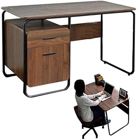 Amazon Co Jp パソコンデスク オフィスデスク 書斎机 書斎デスク 学習机 学習デスク 幅118cm ワークデスク 木製 北欧 お洒落 ブラウン ホーム キッチン