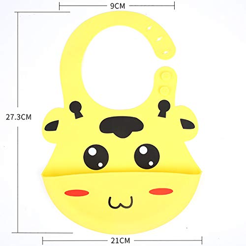 Waterproof Silicone Bib Easily Wipes Clean Feeding Baby Bibs for Babies and Toddlers by MMBABY (Animal Yellow/Pink) - Thumbnail 5
