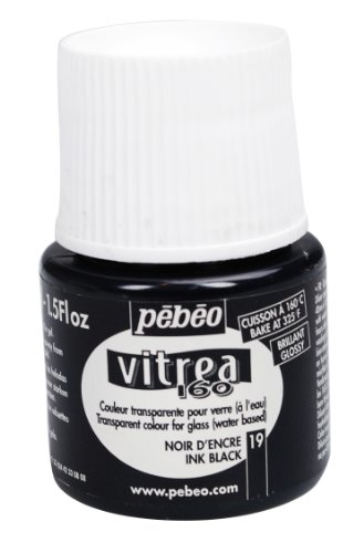 Pebeo vitrea 160 glossy glass paint 45-milliliter bottle, ink bla…