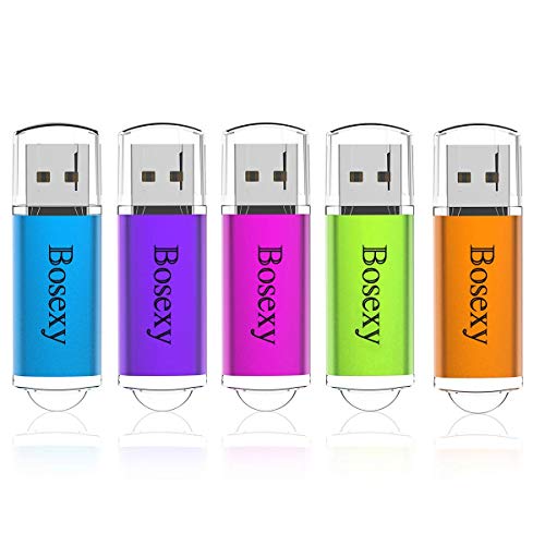 USB Flash Drive 32GB Pendrive 5PCS, Bosexy Capped Blank Memory Stick Multicolour