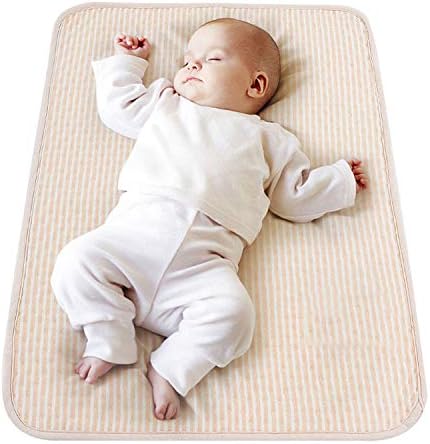 Baby Waterproof Bed Pad Washable Reusable Changing Pad Liner Cover Portable 100% Cotton Diaper Urine Changing Mat Mattress Protector for Baby Toddler Girls Boys Newborn Elder Pet Adults (19.7" x 27.6"