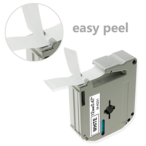 Compatible Brother P-touch M Tape M231 MK231 M-K231 Label Tape for Brother P Touch Label Maker PT-90 PT-M95 PT-70BM PT-65 PT-85 PT-45,0.47 Inch x 26.2 Feet (12mm x 8m),Black on White,5-Pack