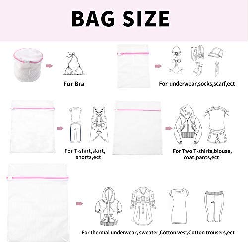 GANCHUN 7Pcs Mesh Laundry Bags for Delicates with Premium Zipper,Travel Storage Organize Bag,Clothing Washing Bags for Blouse, Hosiery, Stocking, Underwear, Bra Lingerie