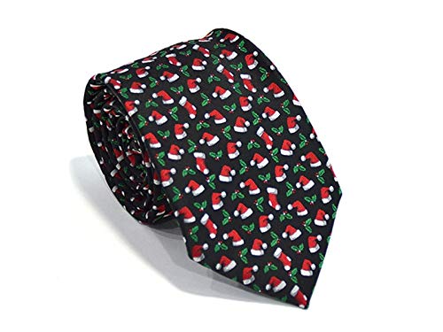 ADream Weihnachten Thema Krawatte für Männer Polyester Krawatte Schlank Krawatten (Weihnachtsmütze und Socken)