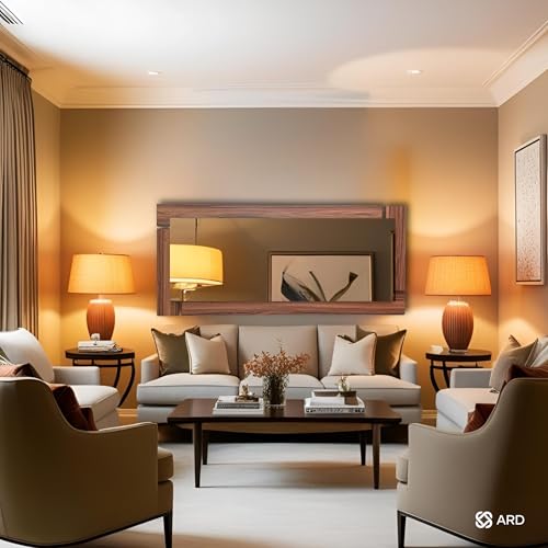 ARD Espejo Decorativo de Pared con Marco de Madera 138x55 cm | Glanz Oak Grand Cuerpo Completo Tipo flotado, diseño cálido y Elegante Ideal para Sala, Comedor o recámara