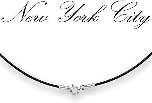 1mm Black Leather Cord with Solid 925 Sterling Silver Clasp 36"