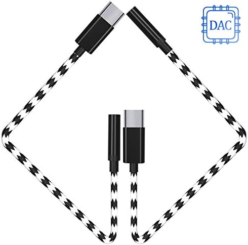 USB C to 3.5mm, HUIRID USB-C to 3.5mm Adapter【2 Pack】Typc C to 3.5mm Audio Nylon Cable Hi-Res DAC Chip Compatible withi Pad Pro New 2018,Pixle 2/XL/3,HTC