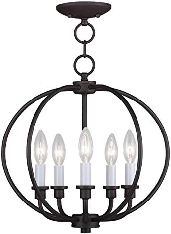 Pendants Porch 5 Light Milania With Bronze Finish size 16 in 300 Watts - World of Crystal