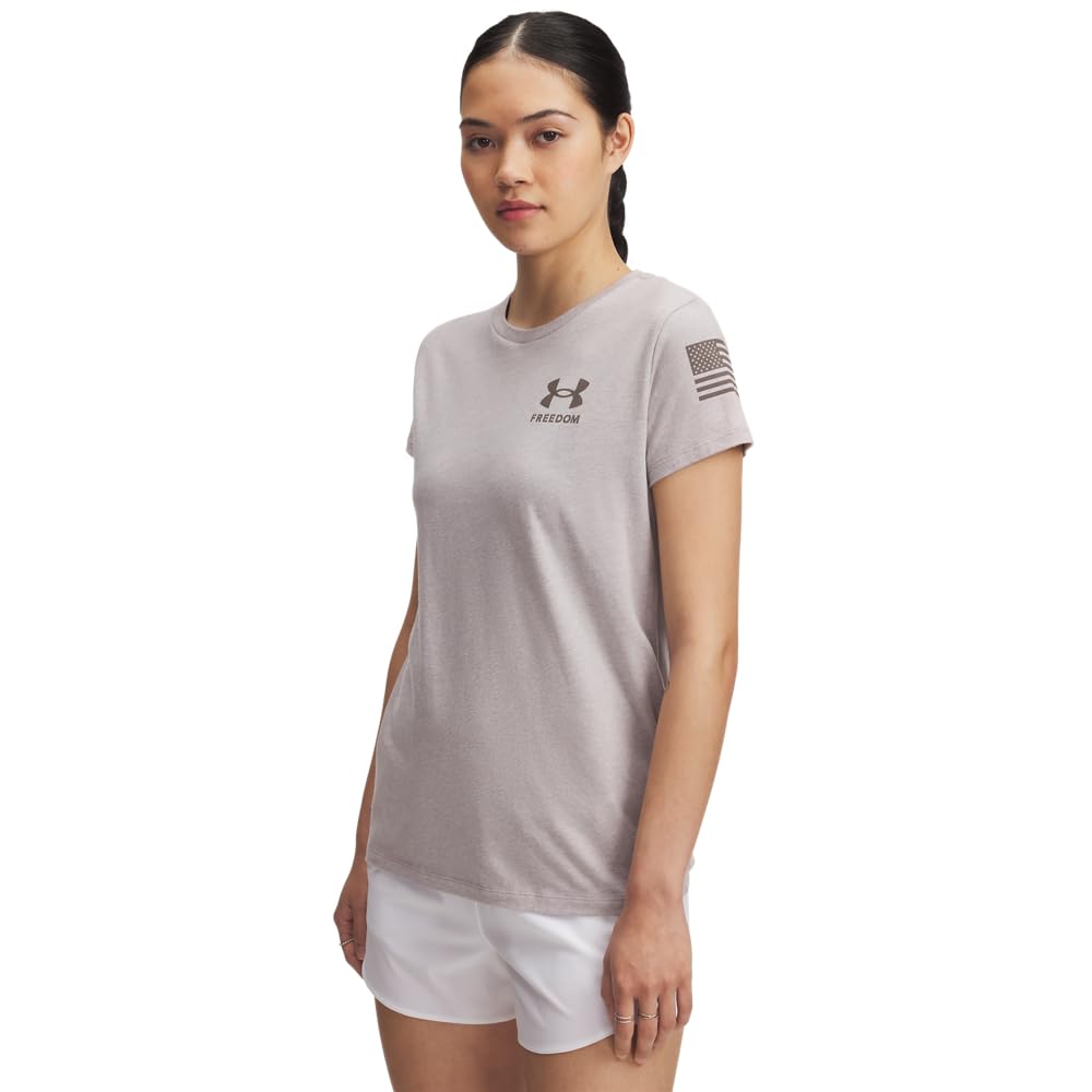 Under Armour Womens New Freedom Flag T-Shirt, (010) Gray Dawn Light Heather / / Fresh Clay, X-Small Image