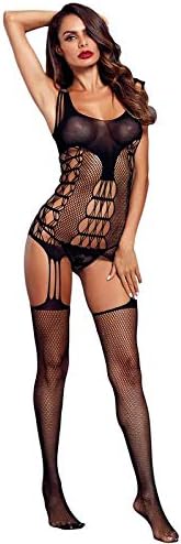 Black Strappy Cutout Detail Open Crotch Bodystocking for Women | Black Color | Free Size (Fit for S,M,L) | Latest Transparent Bodystocking Collection