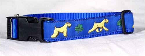 Designer Soft Coated Wheaten Terrier Dog Collar - Blue Soft Coated Wheaten Terrier Collar - Large - Made in USA