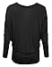 JJ Perfection Women's Stretchy Lightweight Boat Neck Long Sleeve Dolman Top