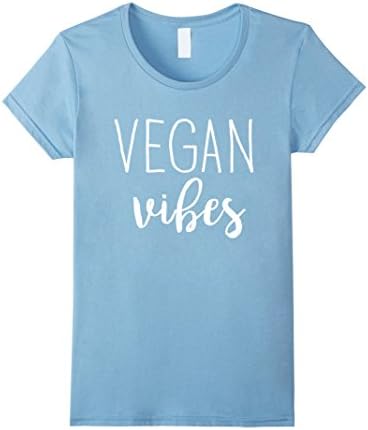 Womens Crew Neck T-shirt| Vegan Vibes Small Baby Blue
