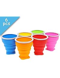 Juego de 6 taza con tapa 6oz plegable de silicona