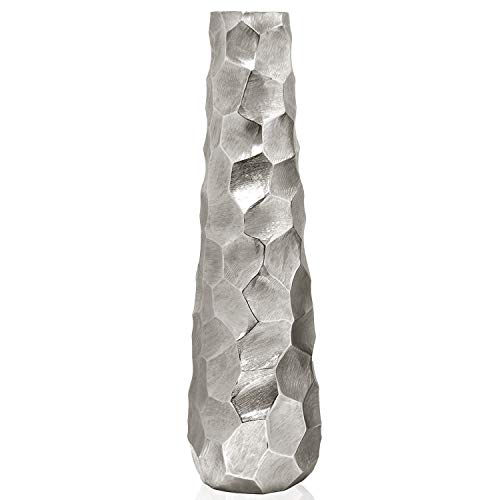 Amazon Com Large Hammered Tapered Metal Floor Vase In Silver For
