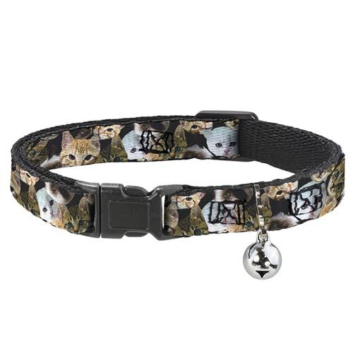 Buckle-Down Cat Collar Breakaway Kitten Faces Scattered Black 8 to 12 Inches 0.…