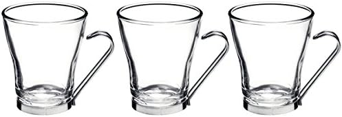 Bormioli Rocco Oslo Cappuccino Cup with Stainless Steel Handle, Set of 3