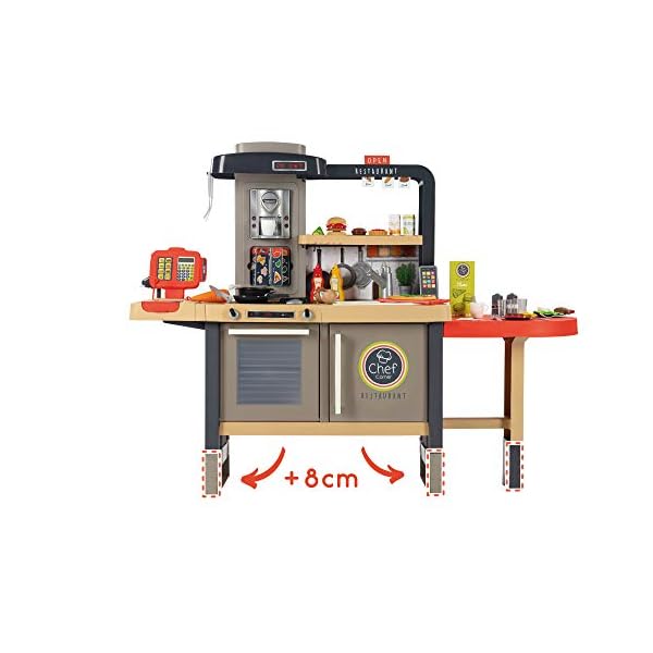 Smoby - Chef Corner Restaurant – zum Kochen uns Servieren, Küchenbereich, Essplatz, Kassenbereich mit Theke und… – Bild 3