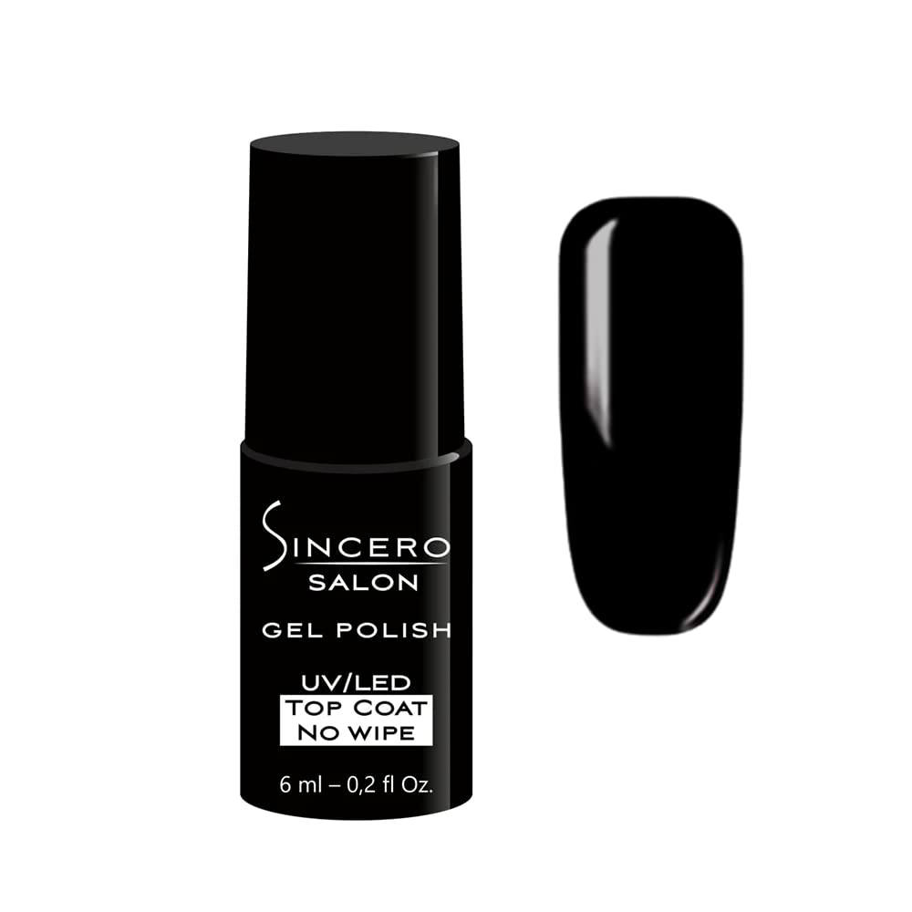 Sincero Salon - Top Coat Gel Polish No Wipe - For UV Gel Nail Polish - Long Lasing No Wipe Gel Top Coat - Nail Gel Polish - Gel Nails - Extra Shine - Smooths Nail Irregularities