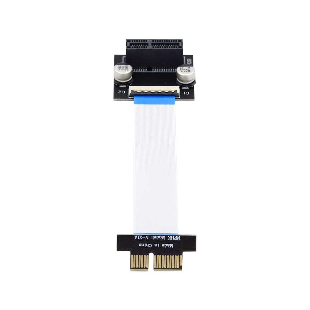 NFHK Low Profile PCI-E Express 1X Slot Riser Card Extender Extension Ribbon Flex Relocate Cable 10cm 90 Degree Angled
