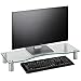 VonHaus Large Curved Glass Monitor Stand - Adjustable Height Multiple Screen Riser for PC Monitors, Computers, Laptops & TVs - 27.5 x 9.5 inches - Clear