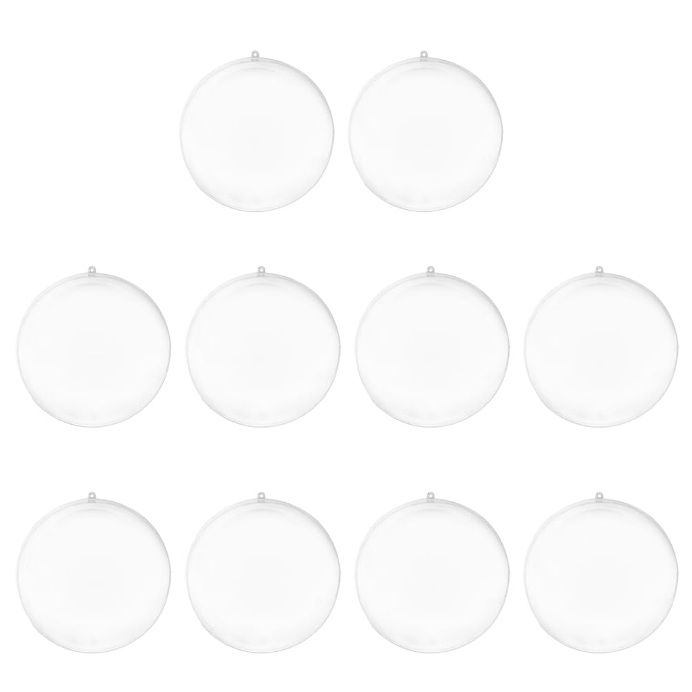 WINOMO 10Pcs Clear Plastic Baubles Clear Baubles Fillable For Crafting Christmas Extra Large Christmas Plastic Ball Large Giant