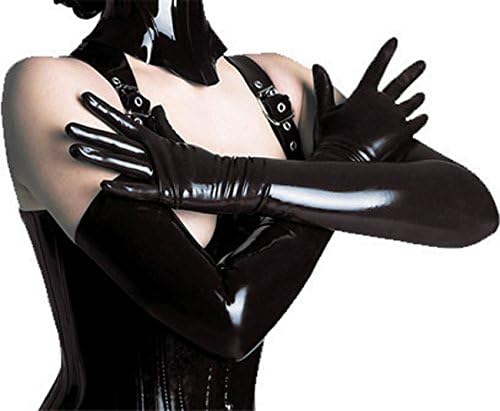 LHS Charmer Women's Sexy Elastic Shiny Wet Look Satin Long Gloves