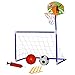 2 in 1 Basketball and Soccer Kids Play Set - Sports Indoor/Outdoor Toys for Boys and Toddlers - Includes Hoop and Goal - (Futbol y Basketball para Niños)