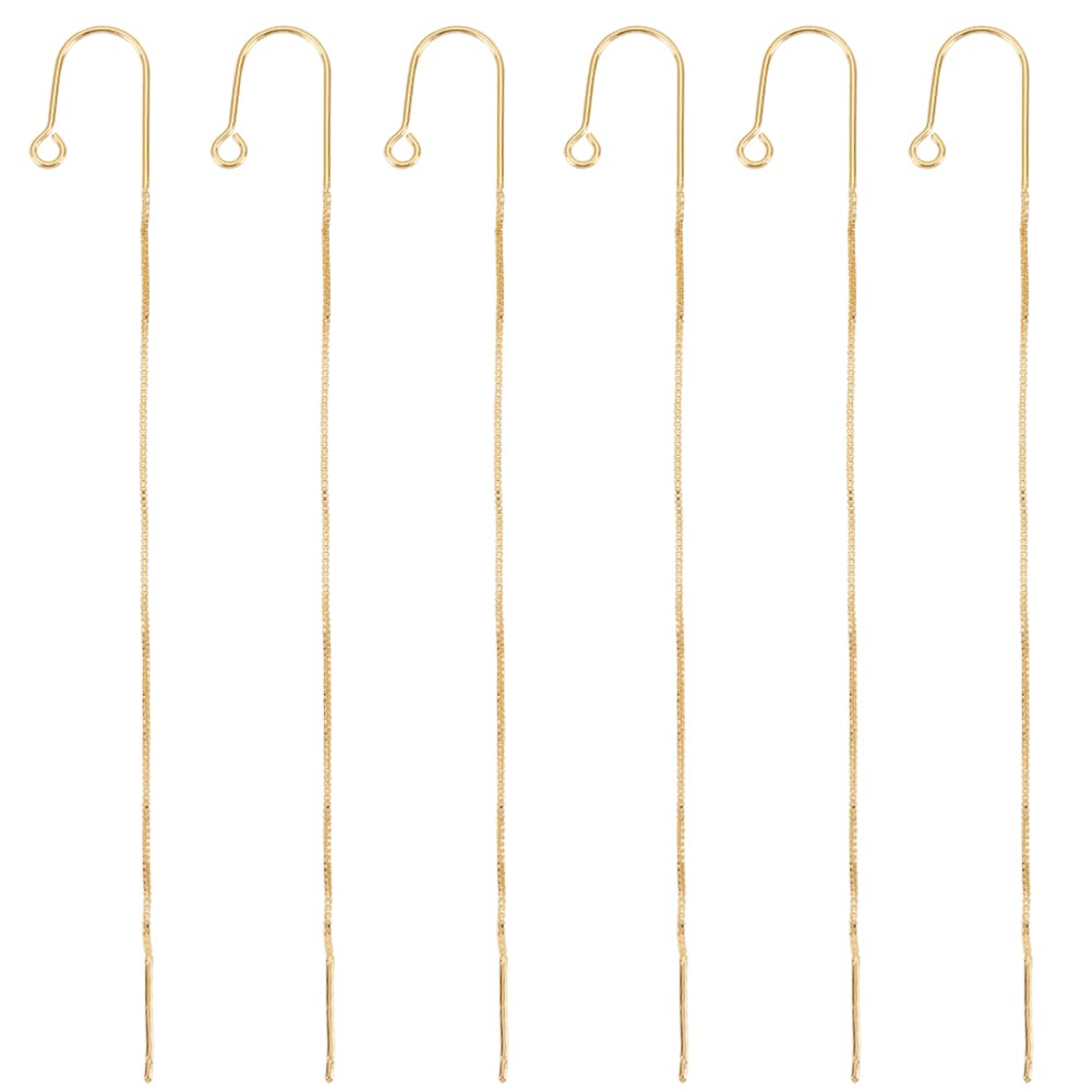 Beebeecraft 12Pcs 93mm Gold Plated Tassel Ear Threads with Sterling Silver Pins and Loop Drop Earring Findings for DIY Jewelry Making