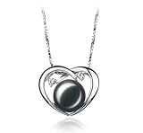 Katie Heart Black 9-10mm AA Quality Freshwater 925 Sterling Silver Pearl Pendant
