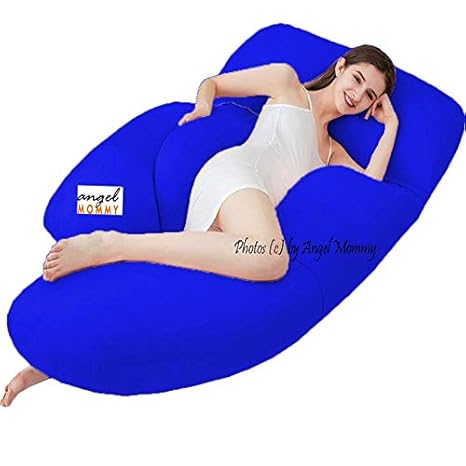 Angel Mommy Premium Full Body Pregnancy Pillow G-Shaped Maternity Pillow with Cotton Zippered Cover (Navy Blue)