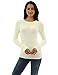 PattyBoutik Women Crewneck Raglan Cable Knit Sweater (Ivory Medium)