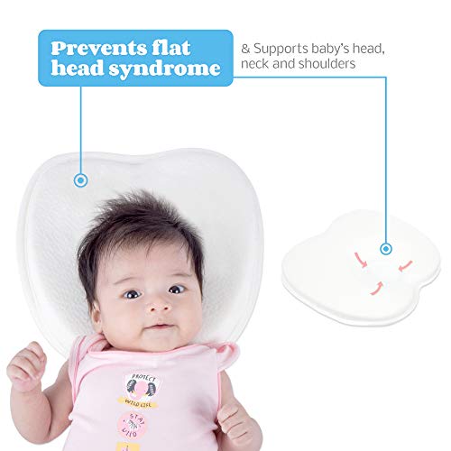 Premium Memory Foam Baby Pillow 2 Covers & Sleep Guide eBook Prevent Flat Head Syndrome