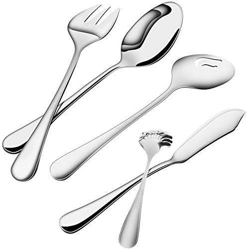 Silverware Set,MCIRCO 45 Pcs Flatware Set Serve for 8 Stainless Steel Forks Spoons Knives Set, Mirror Polished Cutlery Flatware Set with Large Serving Set