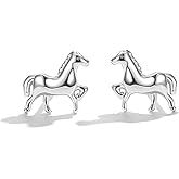 Cute Horse Tiny Stud Earrings for Women Cartilage Tragus Sensitive Ear 925 Sterling Silver Mini Piercing Post Personalized Animal Fashion Jewelry Gifts Birthday Bff