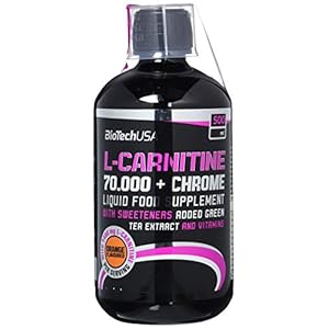 BioTechUSA L-Carnitin+Chrom | Getränk mit Geschmack | 1.050mg L-Carnitin, Chrom, Pantothensäure | Zuckerfrei | Vegan | Glutenfrei, 500 ml, Orange