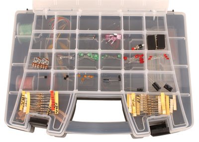 Jameco Valuepro Deluxe Electronics Kit with 219 Pieces Including Resistors, Transistors, Switches, LEDs and Wire Potentiometers
