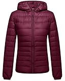 Z-SHOW Womens Outwear Light Packable Down Coat Powder Pillow Jacket,US Small/ASIAN Large,Wine Red
