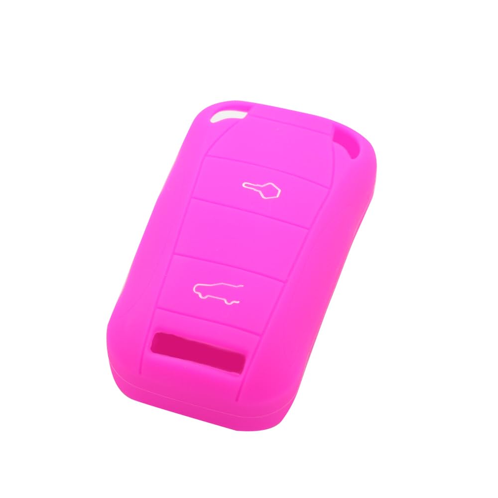 BROVACS Silicone Cover Protector Case Holder Skin Jacket Compatible with PORSCHE 2 Button Flip Remote Key Fob CV9921 Rose