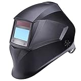 Welding Helmet, Solar Power Auto Darkening - Tacklife PAH02D Adjustable Wide Shade Range DIN 3/4-8/9-13 and 4 Premium Sensors, Fast Response Time(1/25000), Polyamide Material
