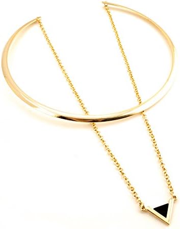 Gold Choker Gothic Shiny Polished Charm Necklace Vintage Torque Collar