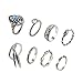 ANDYLE Bohemian Vintage Punk Ethnic Silver Rings for Women Joint Knuckle Ring Set 8pcs (Silver)